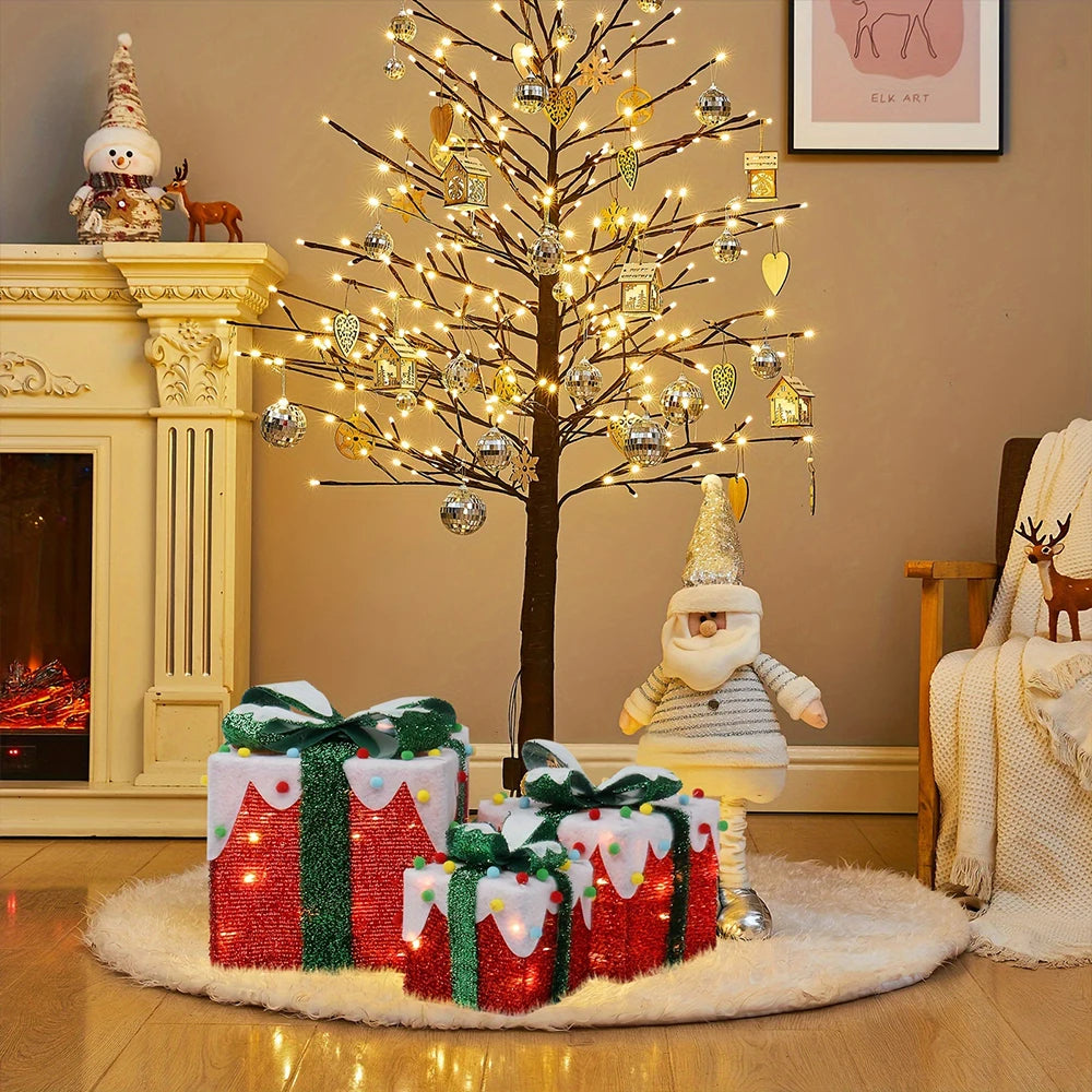 イベント・クリスマス装飾|ライト付きクリスマスギフトボックス(3個セット)