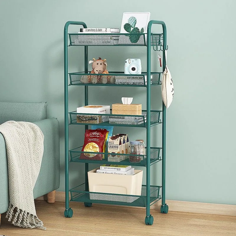 ネット什器多機能キャスター付きトロリーラック