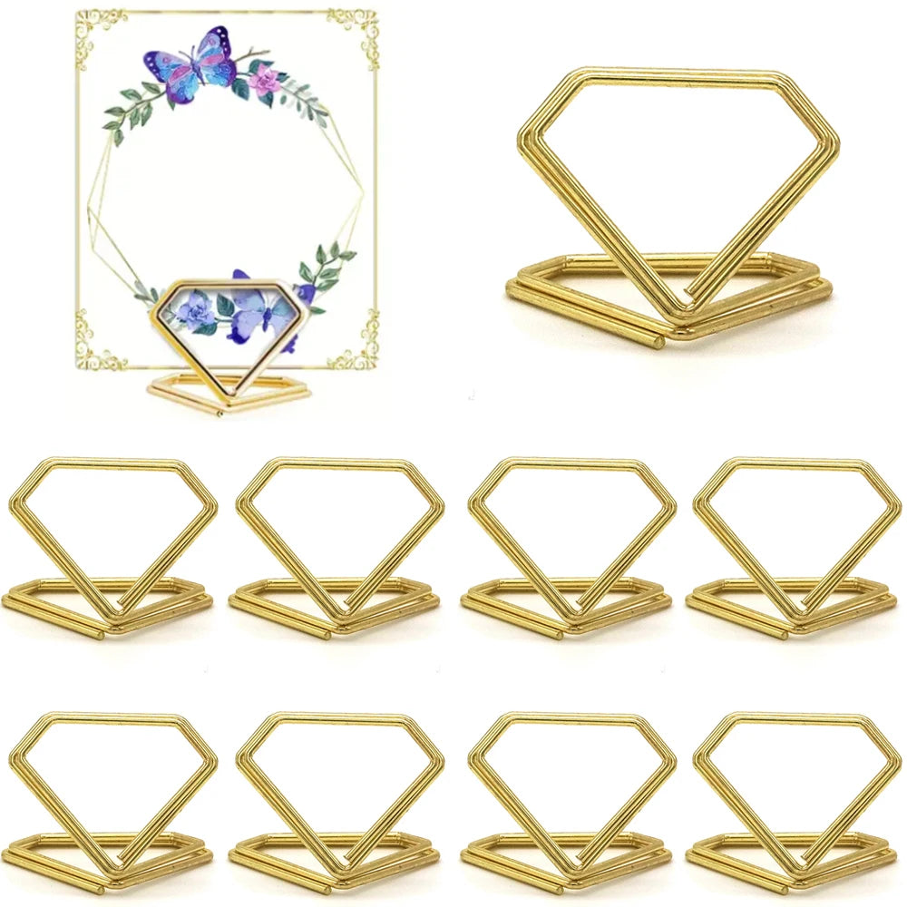イベント・結婚式装飾|ダイヤ型メタルメモホルダー10個セット