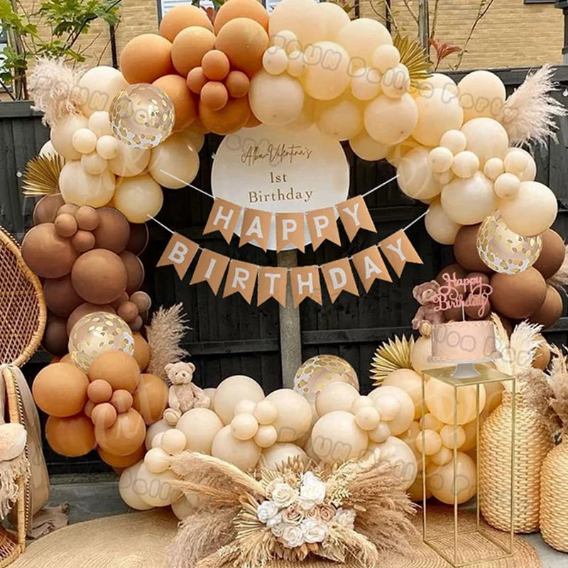 ベージュホワイト バルーンガーランドアーチキット