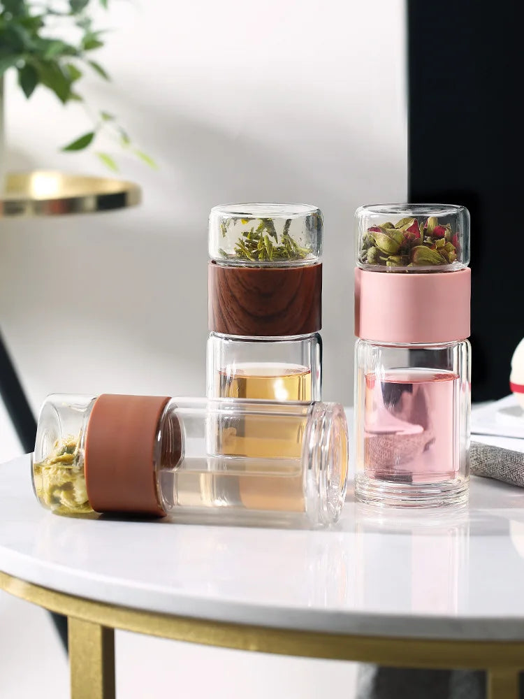 |イベント・ノベルティ用品 | 高品質二重ガラスティーボトル ケース付き