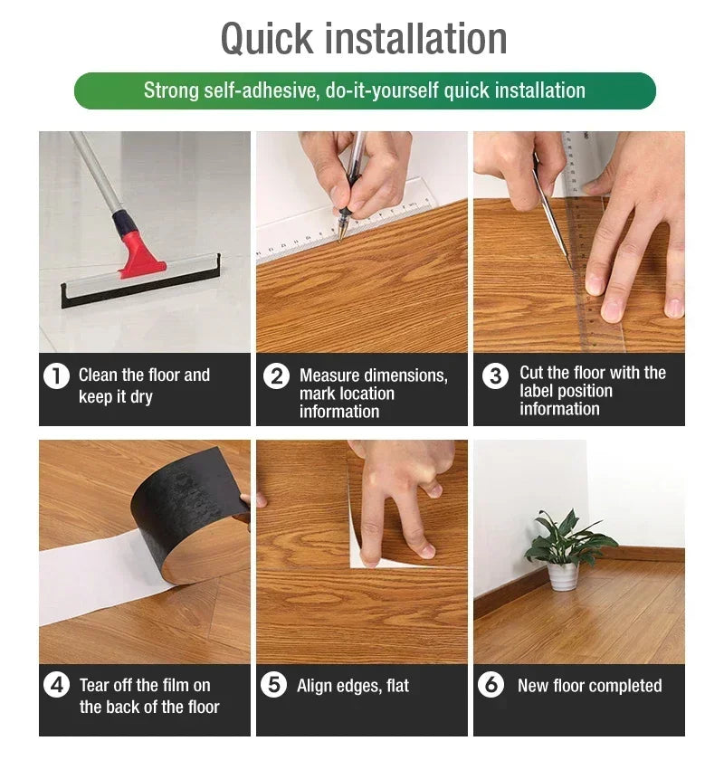 DIYフロアシート 天然木目風 床ステッカー 幅15cm x 45cm 10枚入