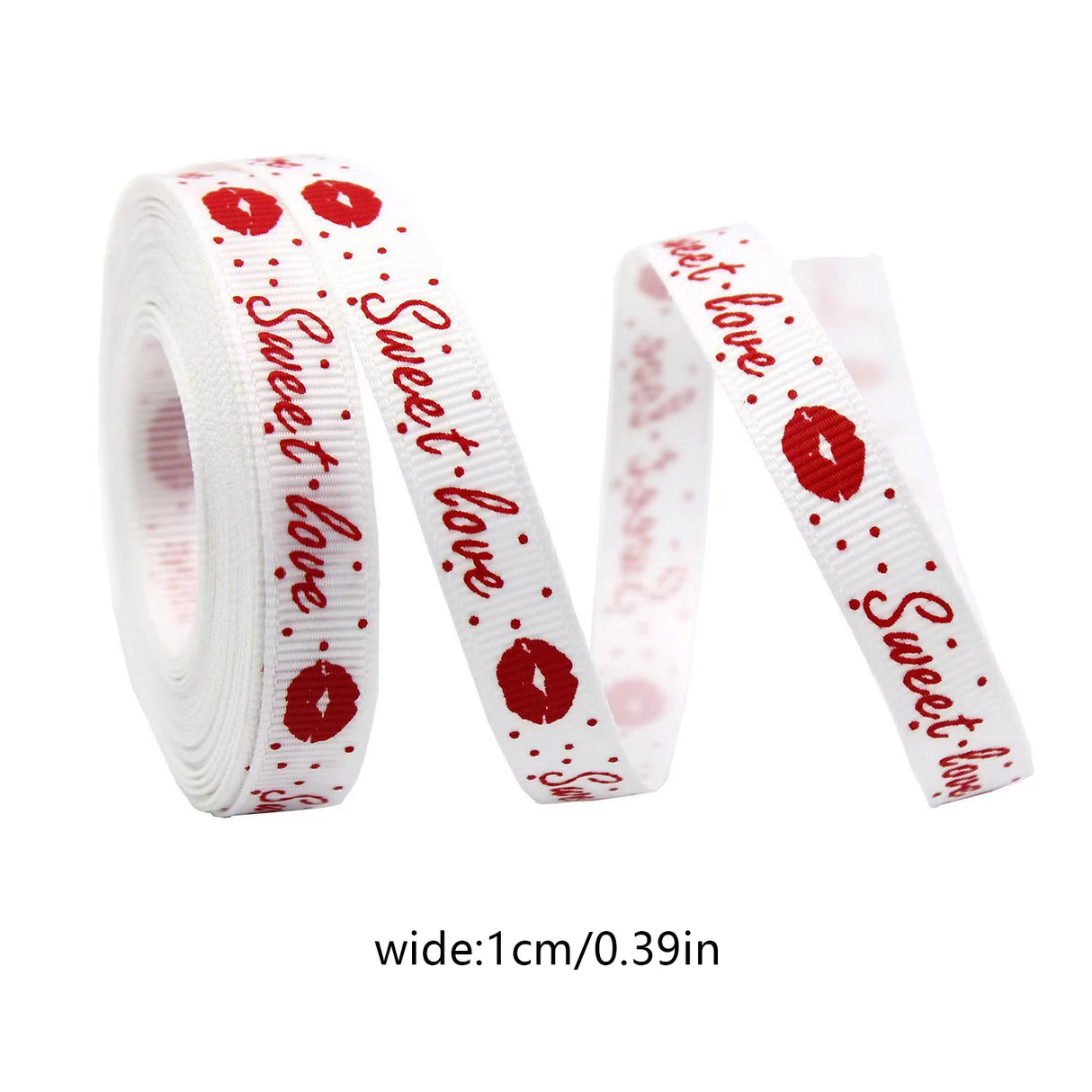 バレンタインデー用ハート柄片面プリントリボン