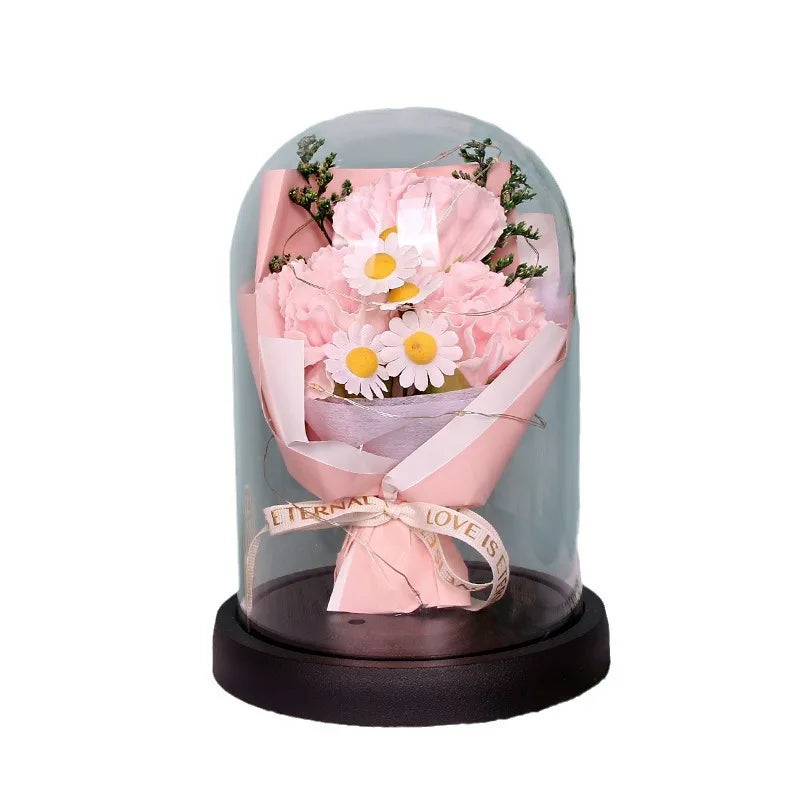 星空ガラスカバーの永遠のバラ