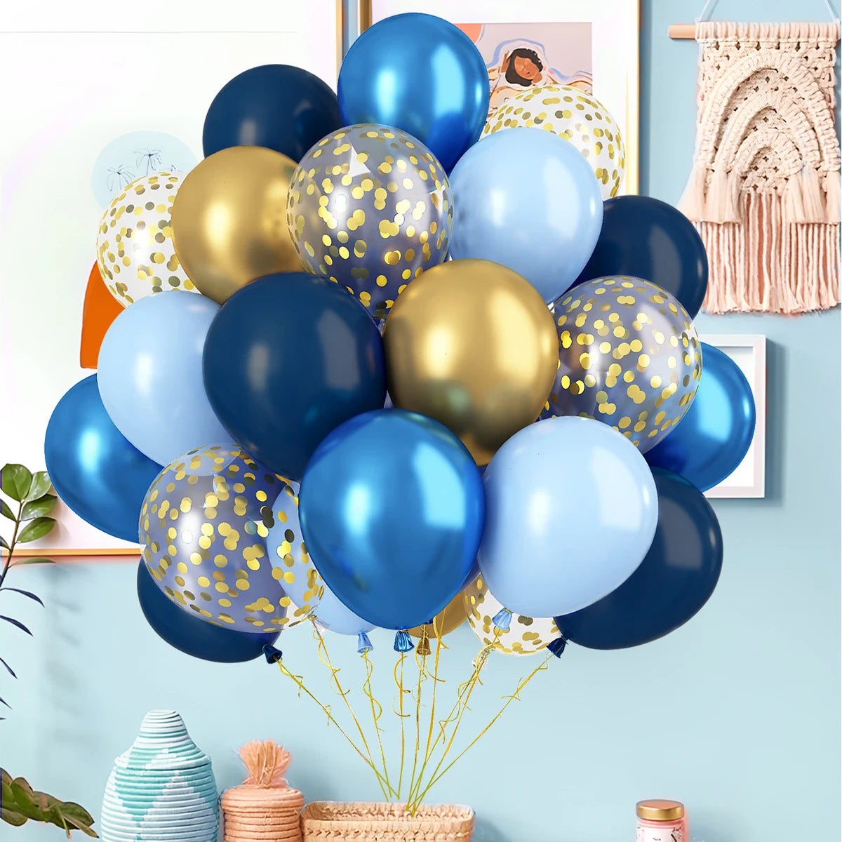 イベント・クリスマス装飾|ゴールドコンフェッティ&メタリックバルーンセット