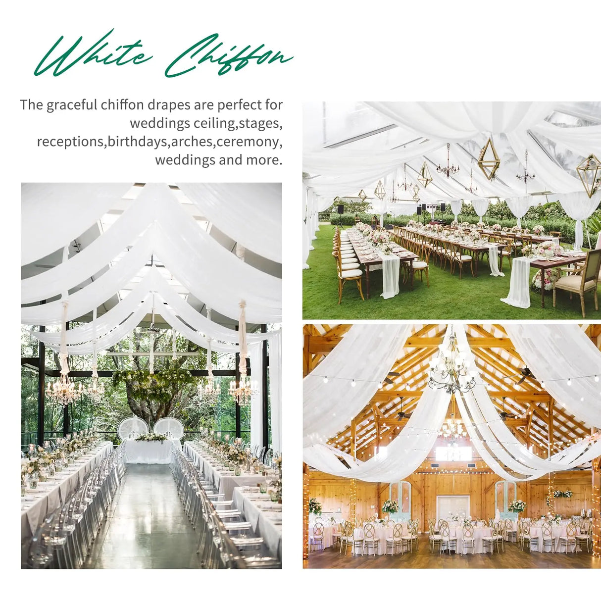 インテリア・パーティ装飾 | シフォン天井ドレープカーテン | 全長3m/6m/10m