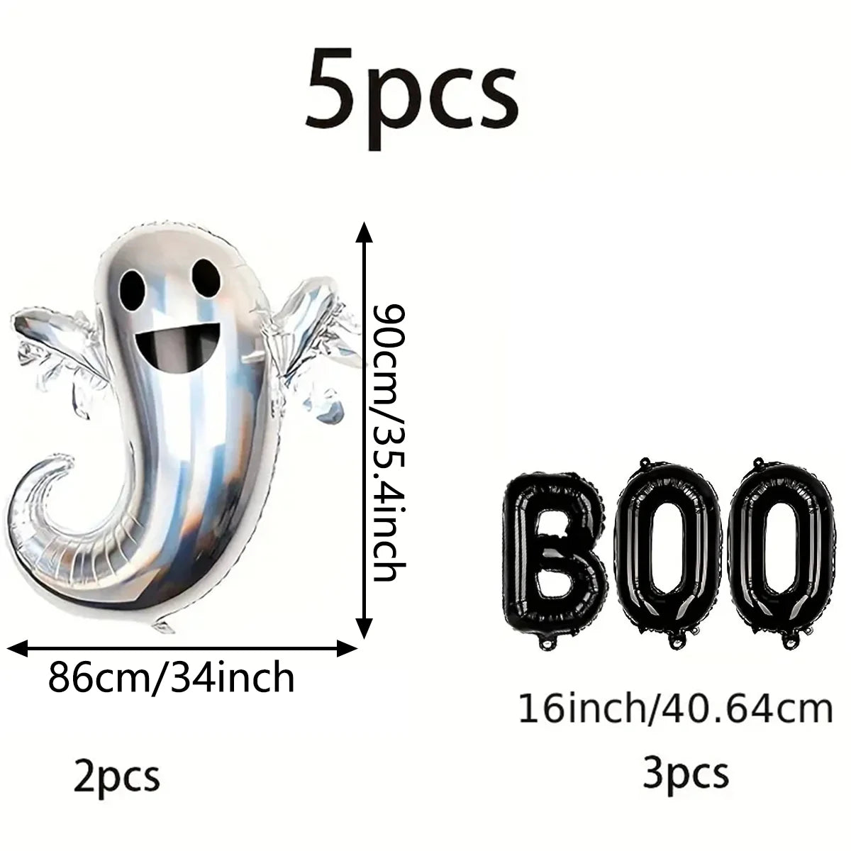 イベント・ハロウィン装飾|シルバーゴースト型バルーンセット(3個/5個)