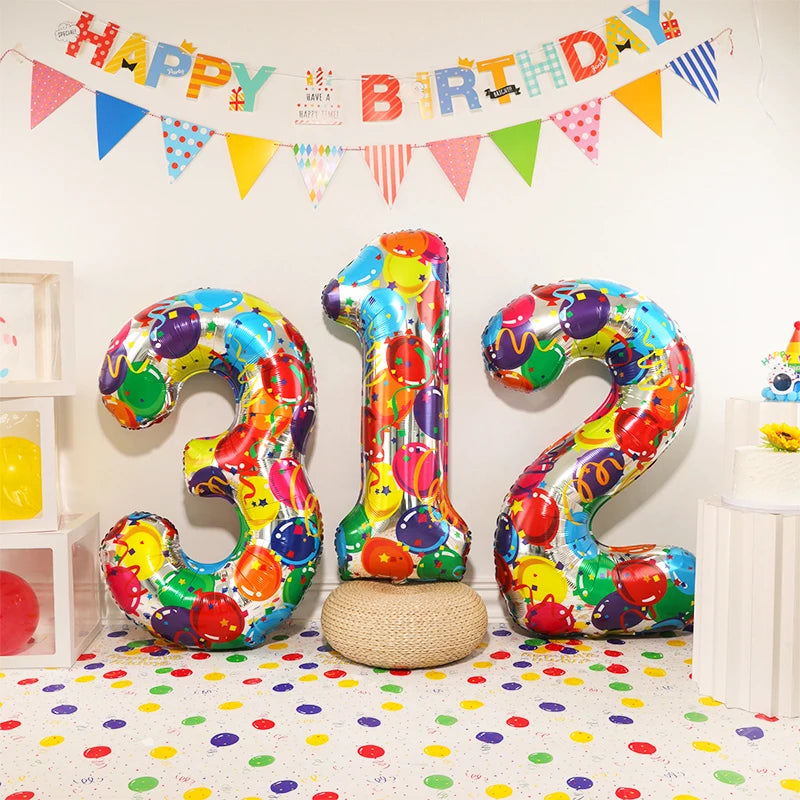 イベント・クリスマス装飾|グラデーションレインボー数字バルーン(ナンバーバルーン)