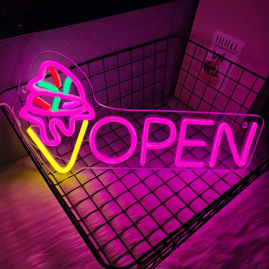 アイスクリームOPEN LEDネオンサイン(ネオン看板)