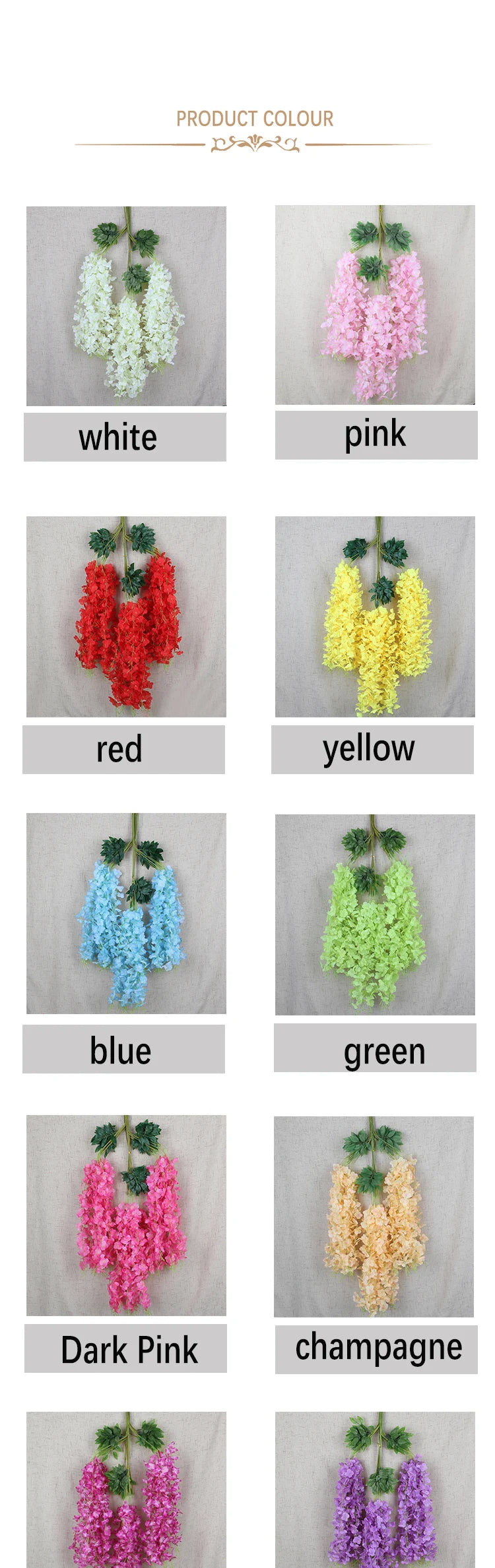 パーティー・インテリア装飾|藤の花シルク造花12個セット(110c)