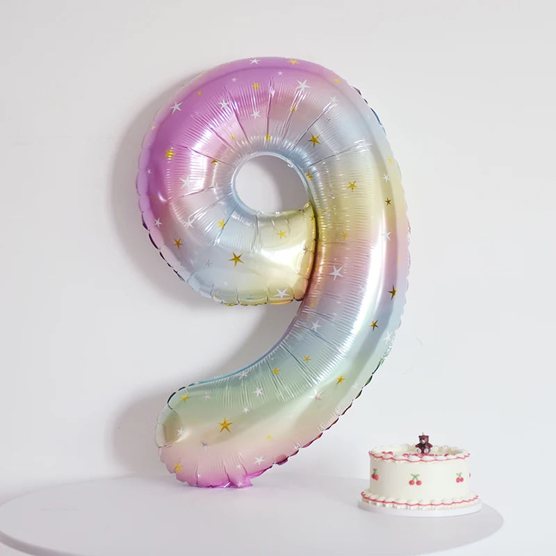 イベント・クリスマス装飾|グラデーションレインボー数字バルーン(ナンバーバルーン)