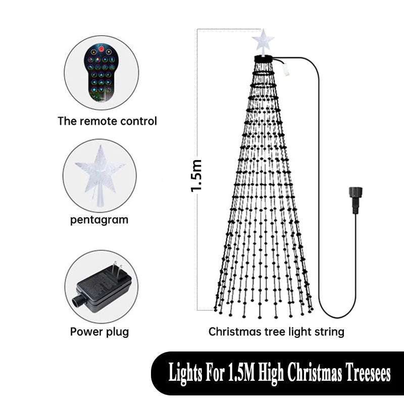 地引テスト用2.1M Smart Lighted RGB Christmas Tree APP & Remote Control Star Topper Outdoor DIY APP Controlled Lighted Christmas Tree Light
