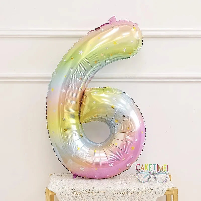 イベント・バルーン装飾|レインボー数字バルーン(1個)