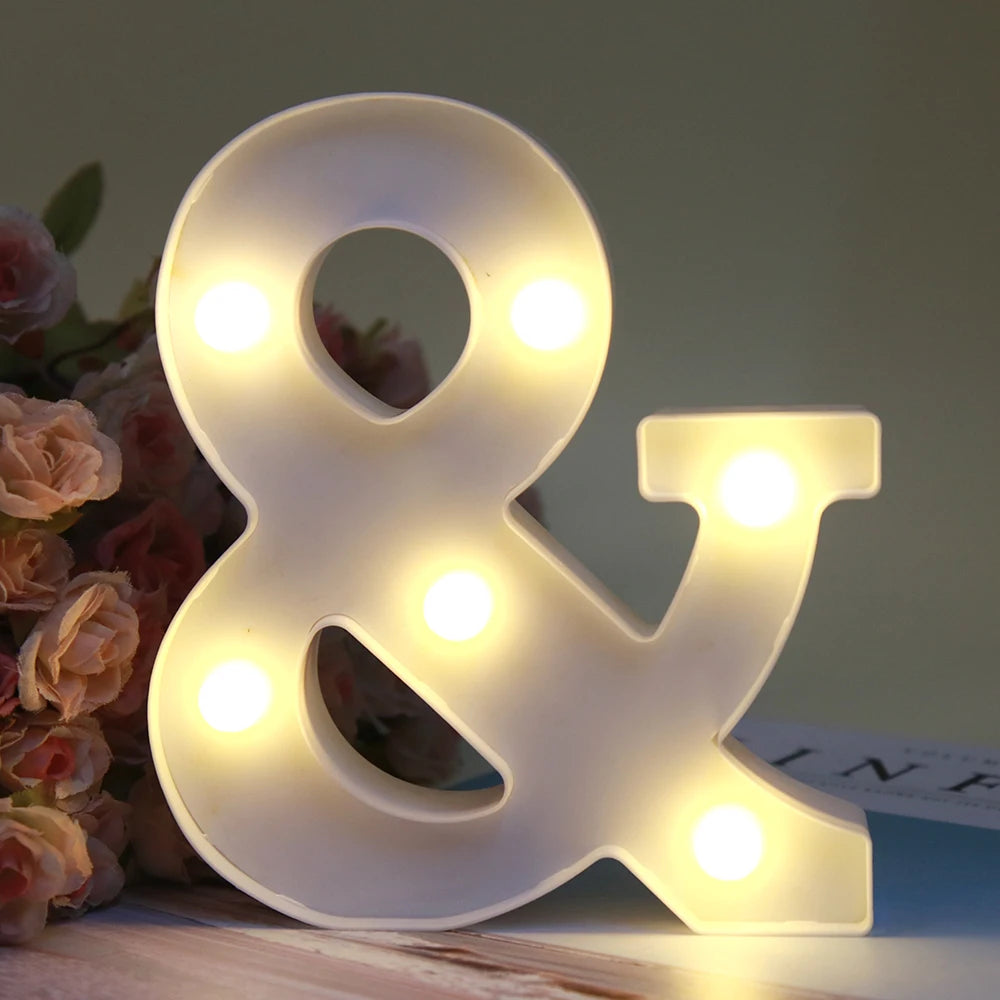 【LED装飾】LEDライト・デコレーションライト(ハート/数字/アルファベット)ホワイト 16cm