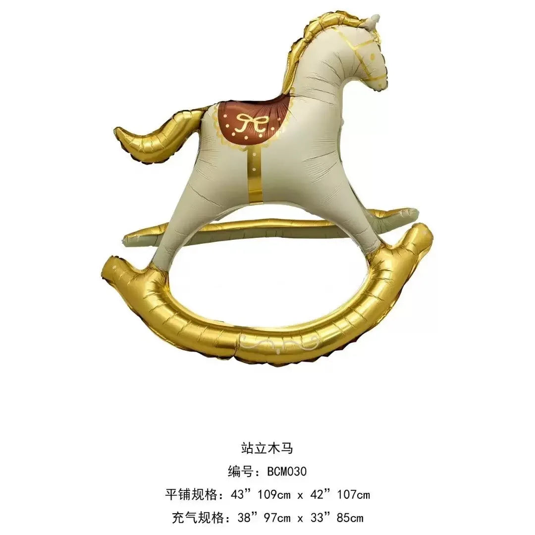 ユニコーン木製馬誕生日パーティーバルーン