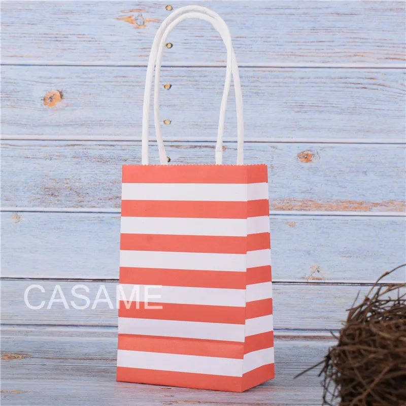 |ノベルティ用品 | ストライプ柄ミニギフトバッグ 10個セット | 7.5×12×5㎝