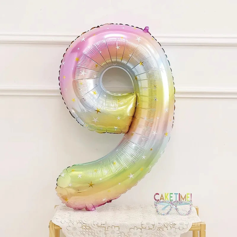 イベント・バルーン装飾|レインボー数字バルーン(1個)