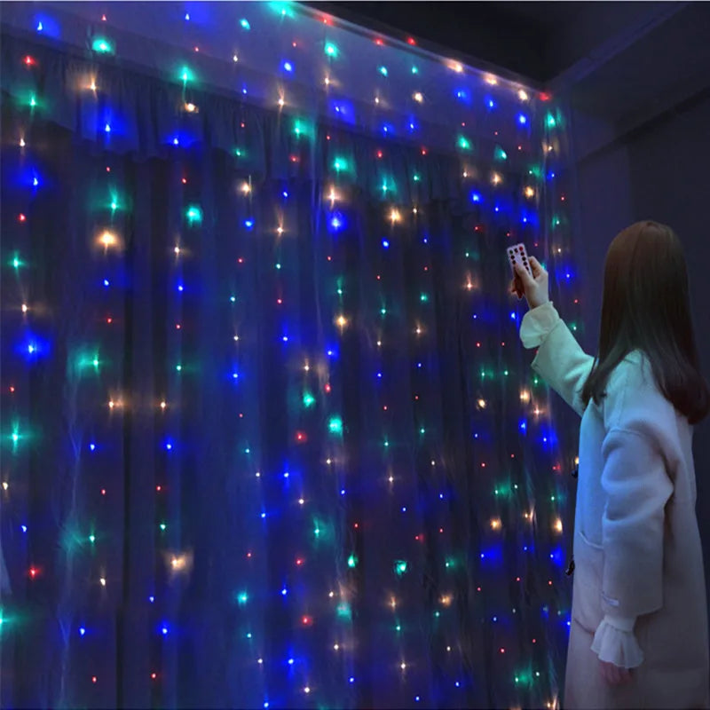 イベント・クリスマス装飾|LEDカーテンライト USB接続(幅3M/4M/6M) リモコン操作可能