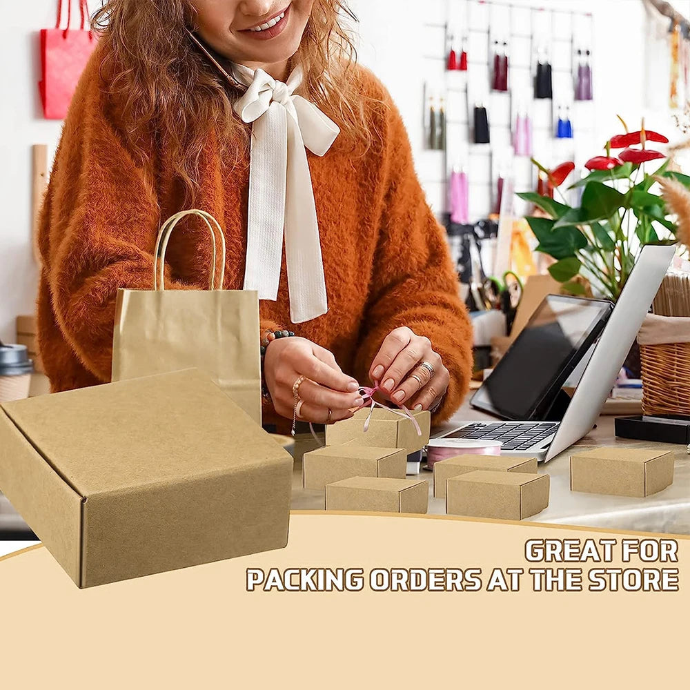 |イベント・ノベルティ用品 |クラフト紙ギフトボックス 10個セット | W5.5xH2.5xD5.5c