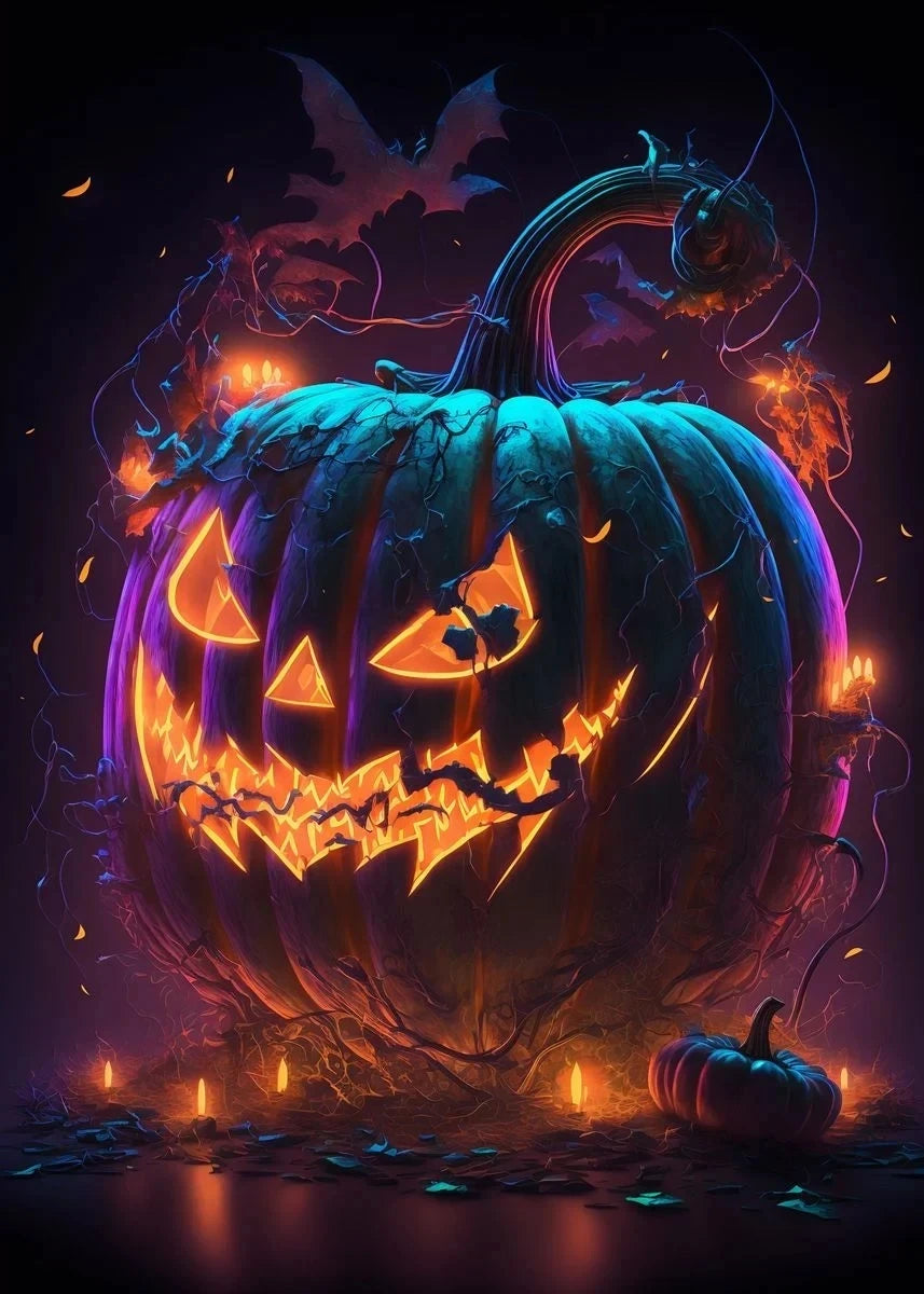 イベント・ハロウィングッズ|ネオンパンプキンキャンバスアート