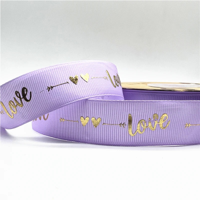 グログラン LOVEリボン 25mm 幅 5ヤード