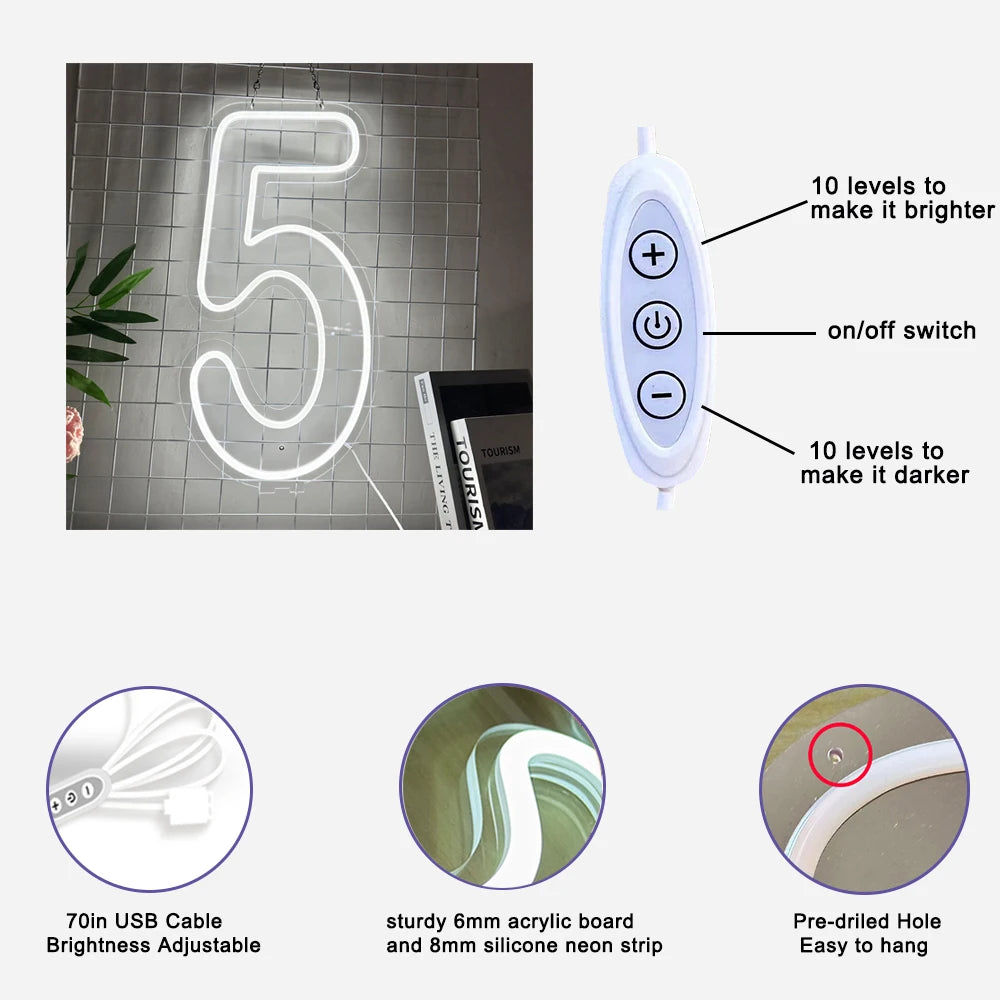 【LED装飾】LEDライト・デコレーションライト(数字)クリア 28x55cm