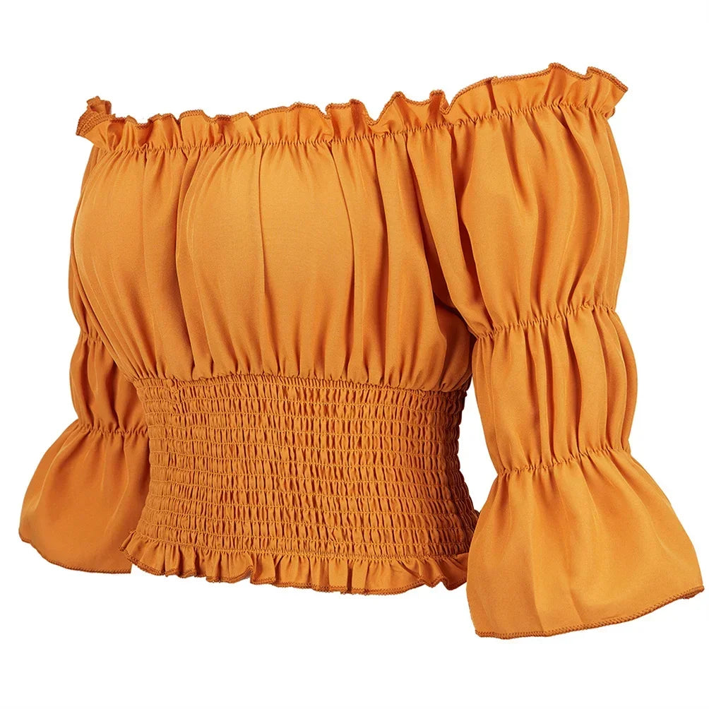 イベント・ハロウィングッズ|シャーリングオフショルダートップス (XS~XXXL)