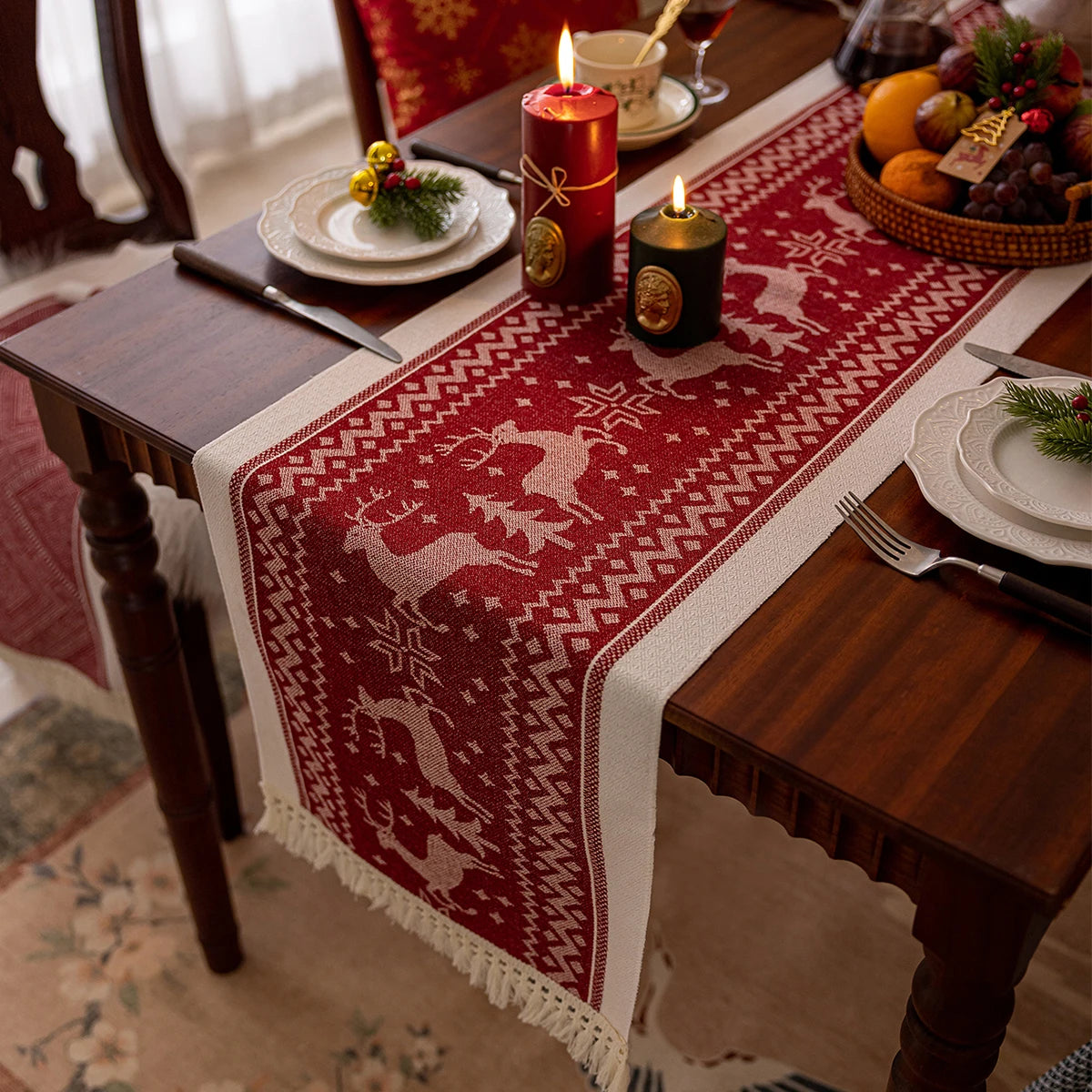 クリスマステーブルクロス|コットンテーブルランナー