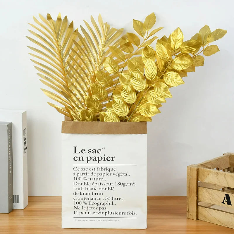 人工トロピカルヤシの葉・5個入り・ゴールドシルク・タートルリーフ