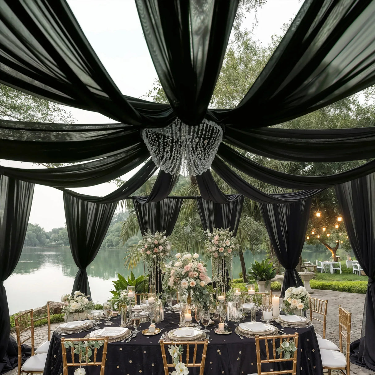 インテリア・パーティ装飾 | シフォン天井ドレープカーテン | 全長3m/6m/10m