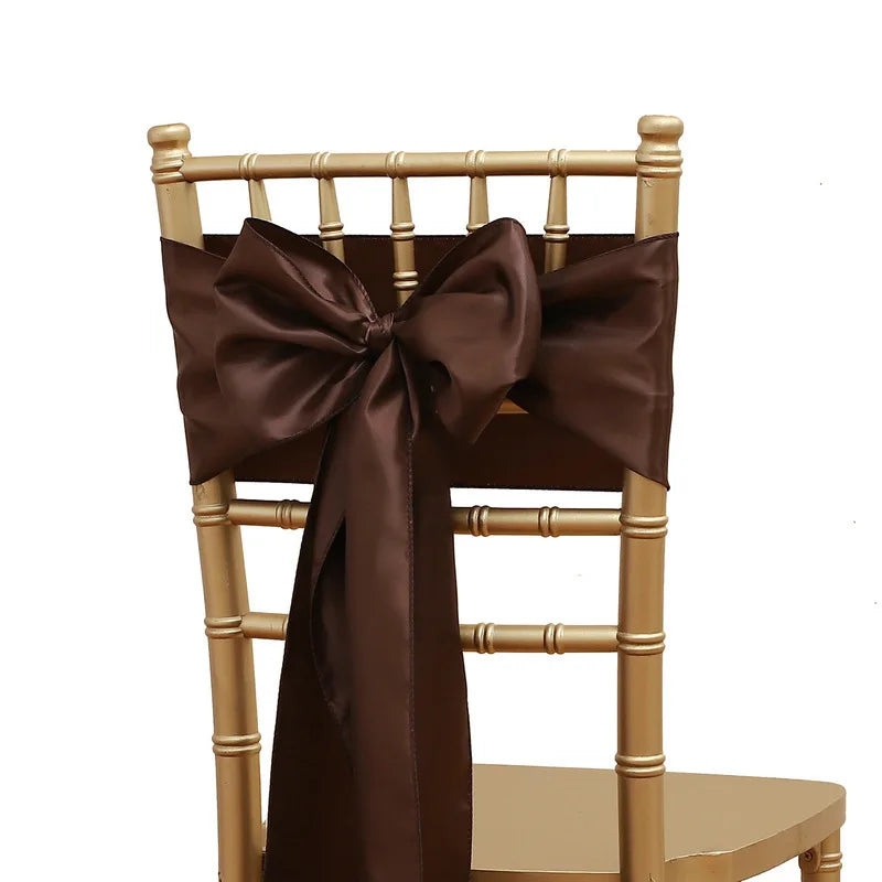 インテリア・パーティ装飾 | サテンリボン椅子カバーセット | 10個 背もたれカバー