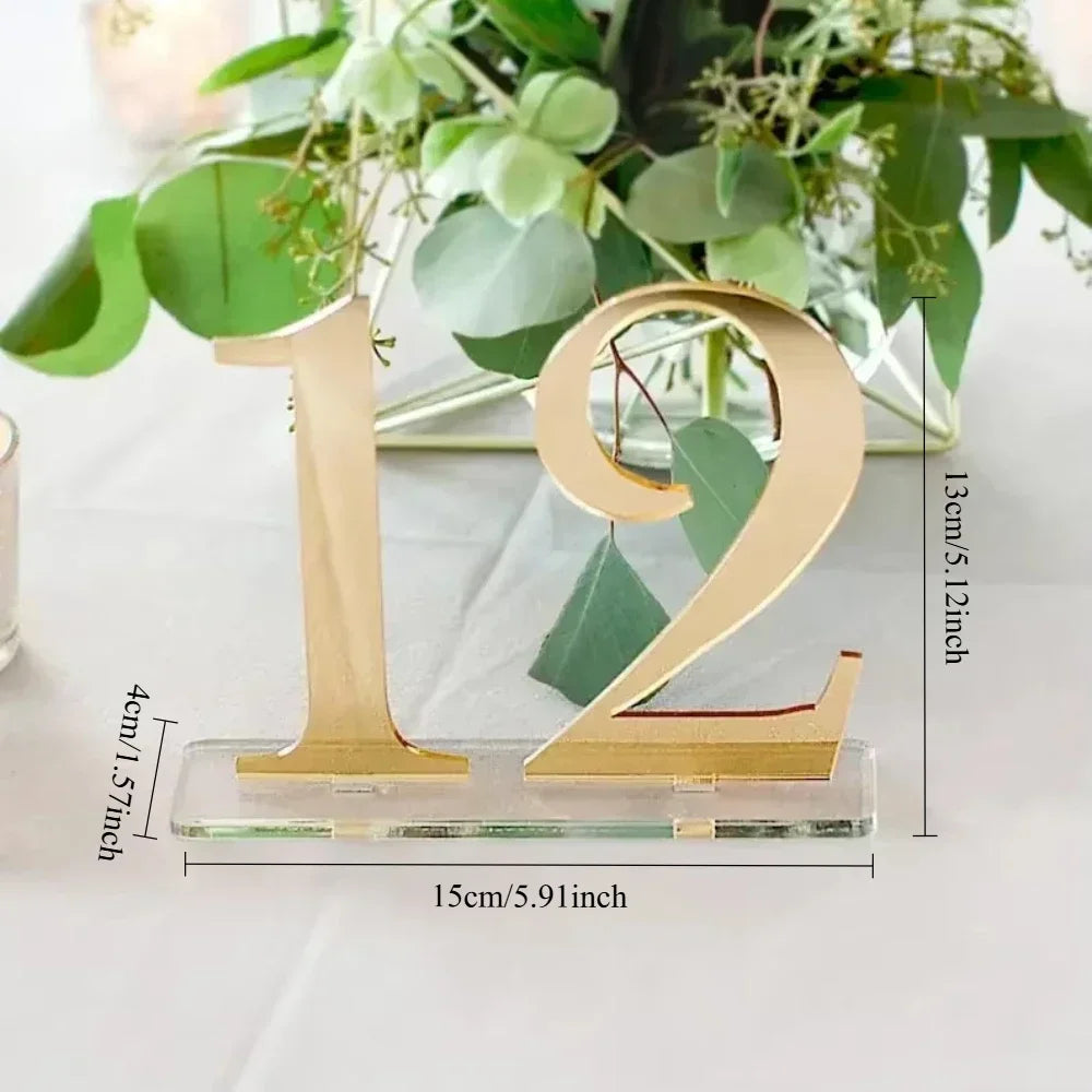 イベント・結婚式装飾|ゴールドミラーのウェディングテーブルナンバー