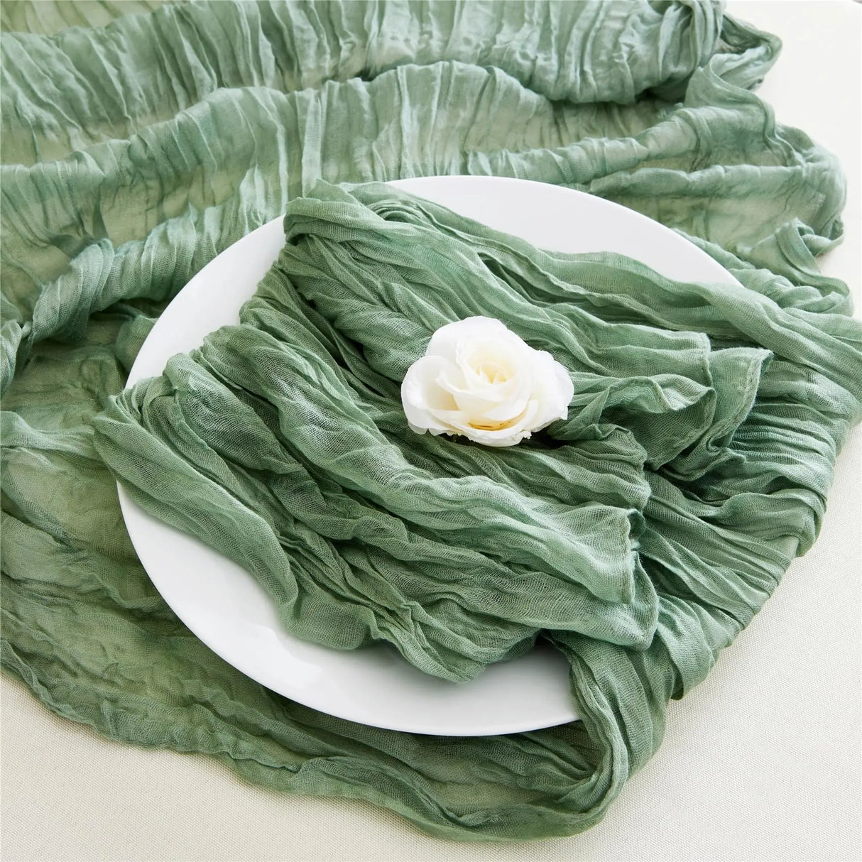 インテリア・パーティ装飾 | ワッシャー加工テーブルランナー6枚セット | 全長1.8m/3.4m/4m