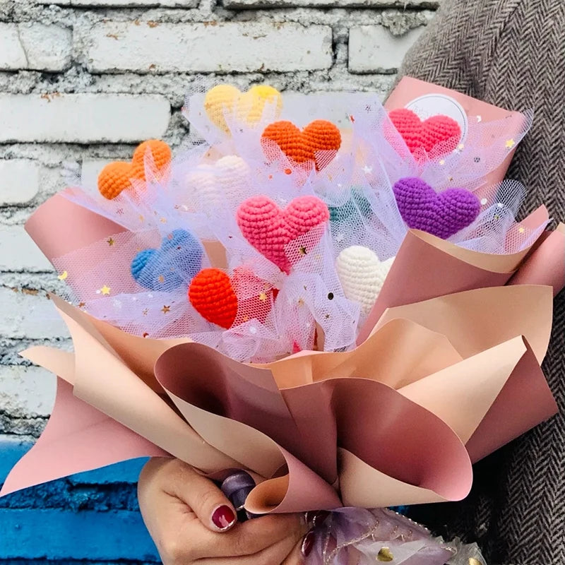 パーティー・インテリア装飾|アレンジメント用造花 かぎ針編みハート・チューリップ(40c)