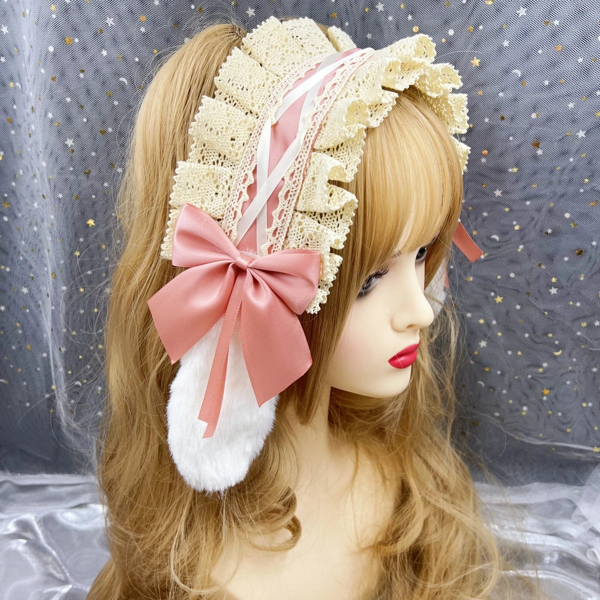 イベント・ハロウィングッズ|ウサギ耳ロリータ風ヘッドドレス