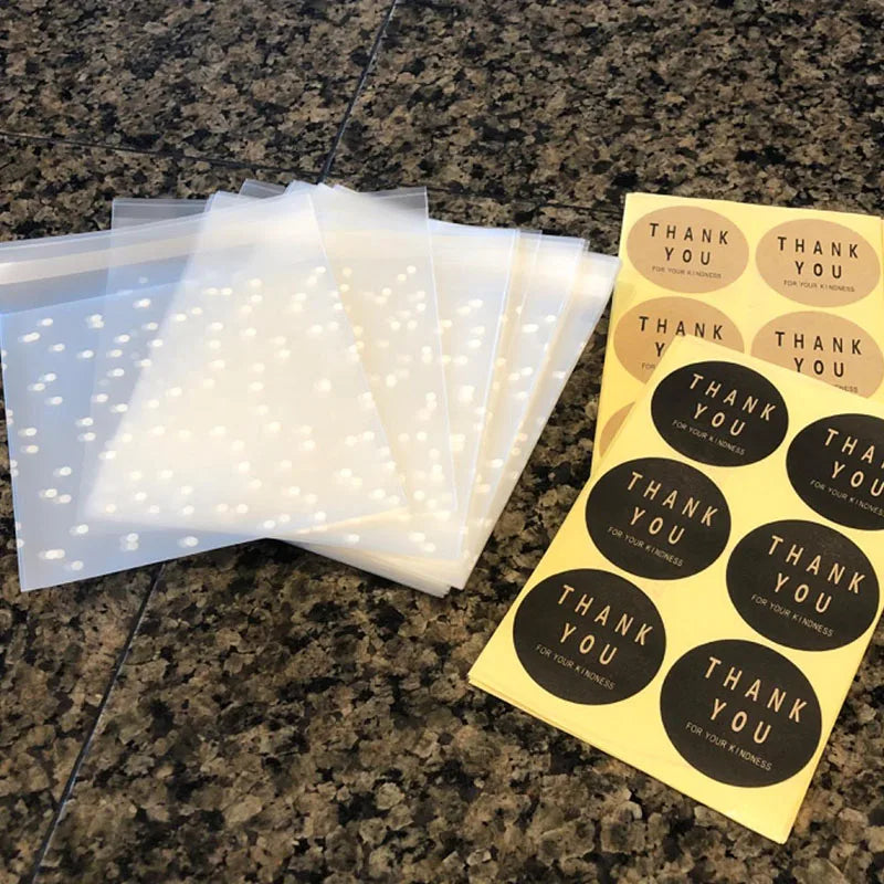 |イベント・ノベルティ用品 | 水玉模様透明ギフト袋・シール100枚セット