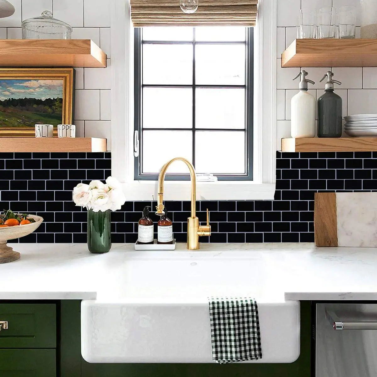 DIY用 レンガ型天然石風ステッカー 30.5×30.5㎝ 5pcs 正方形タイルデザイン