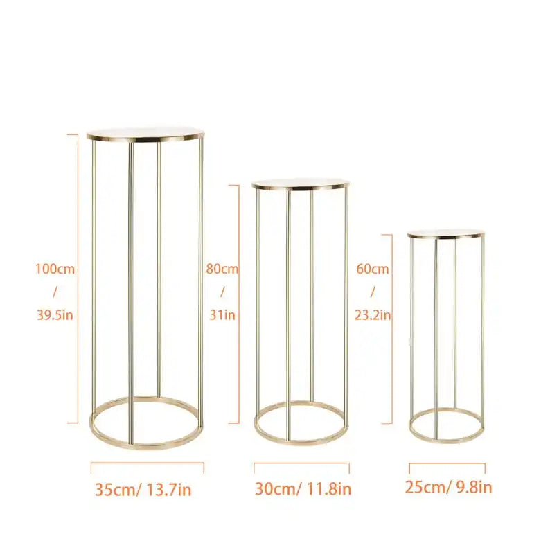 結婚式・インテリア装飾|ゴールドメタルフラワースタンド3個セット