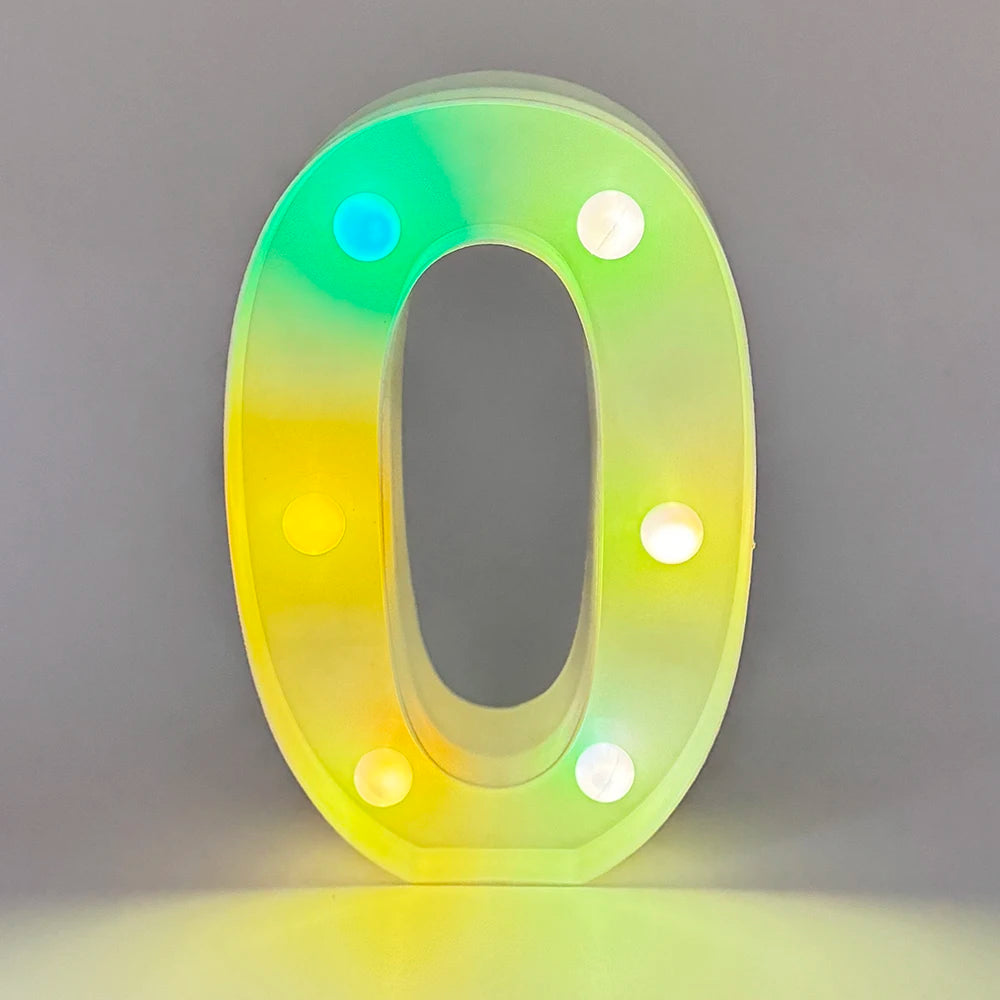 【LED装飾】LEDライト・デコレーションライト(アルファベット/数字)マルチカラー 22cm