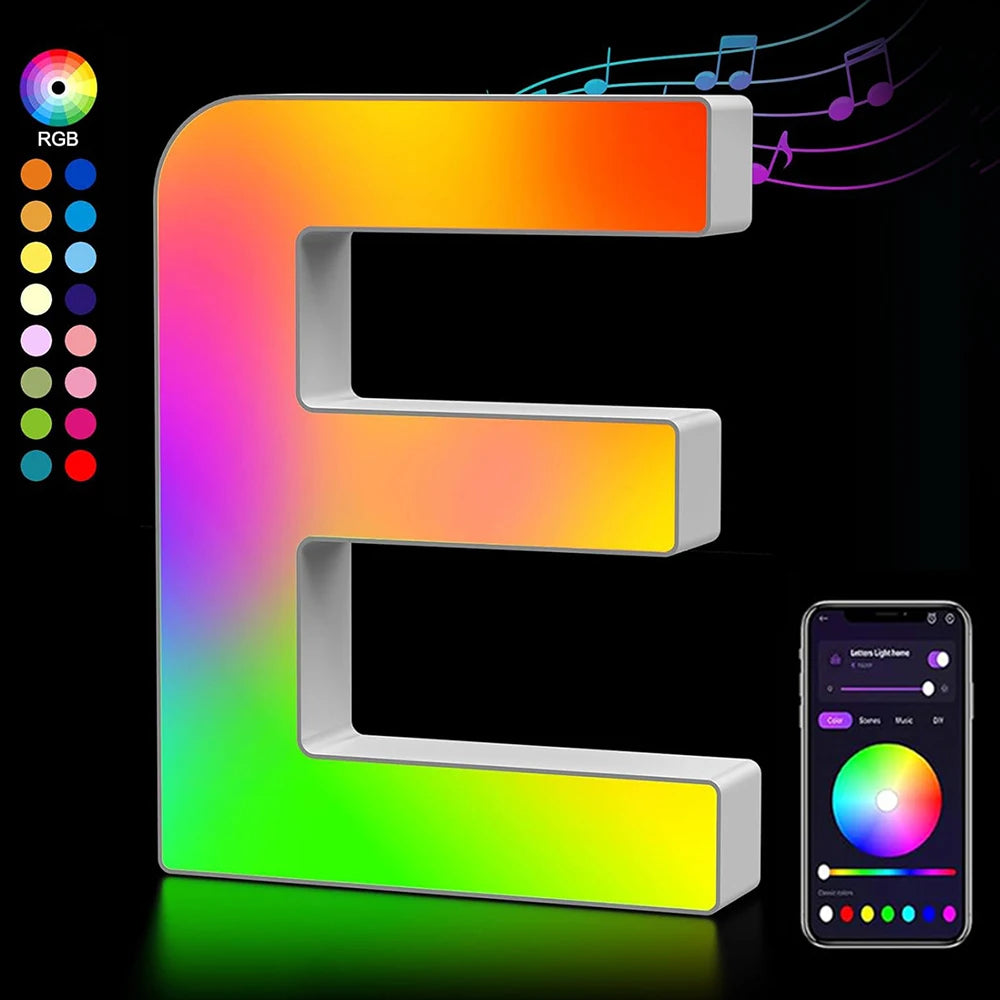 【LED装飾】LEDライト・デコレーションライト(数字/アルファベット)調光可能 レインボーカラー