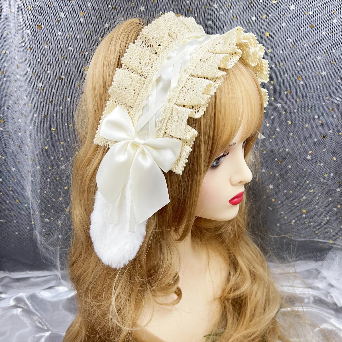 イベント・ハロウィングッズ|ウサギ耳ロリータ風ヘッドドレス