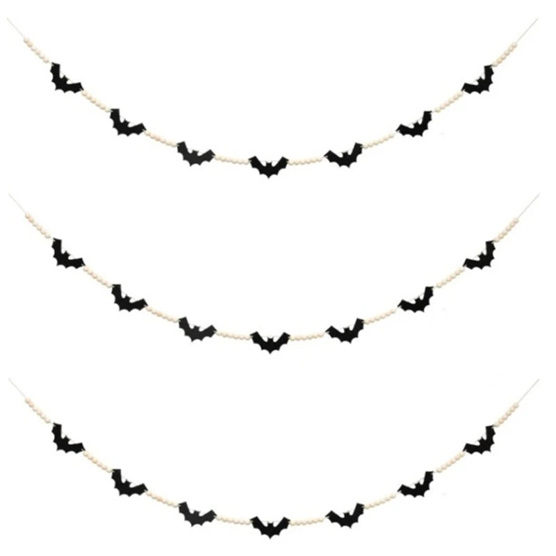 イベント・ハロウィン装飾|木製ンコウモリビーズガーランド