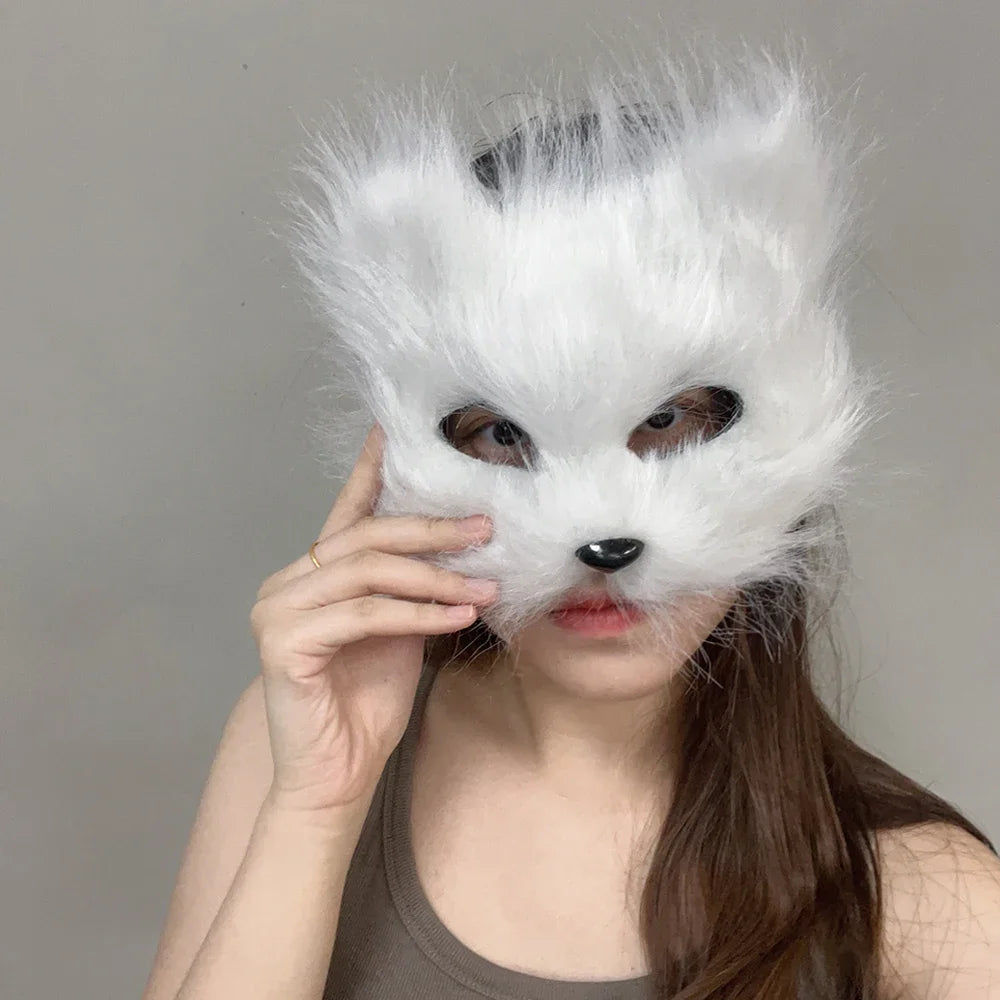 イベント・ハロウィングッズ|ファー素材キツネ型ハーフマスク
