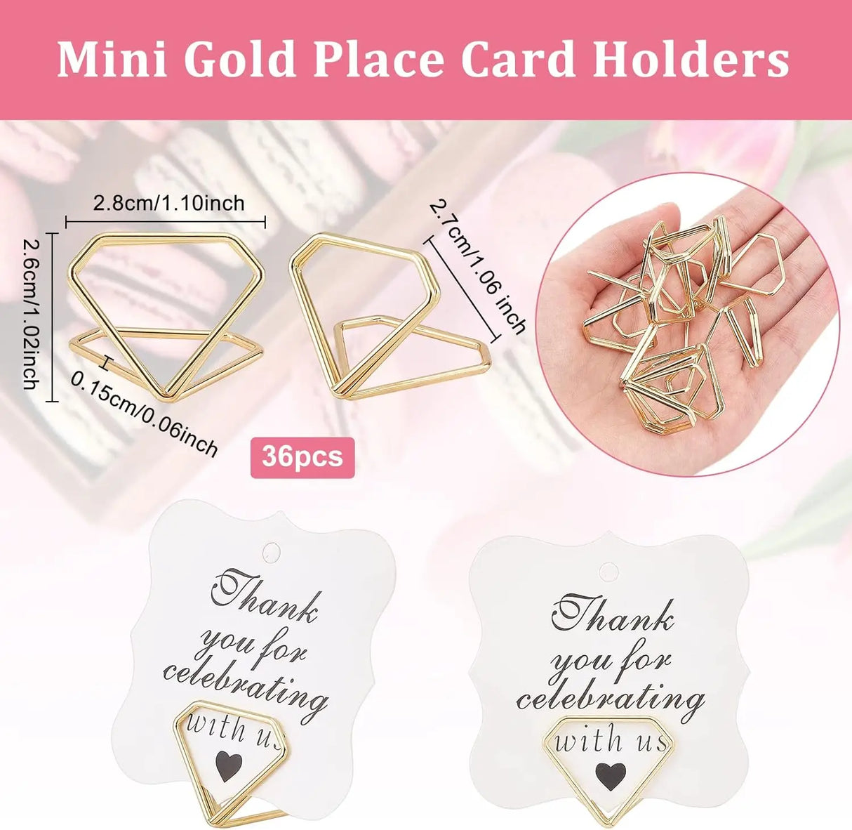 イベント・結婚式装飾|ダイヤ型メタルメモホルダー10個セット