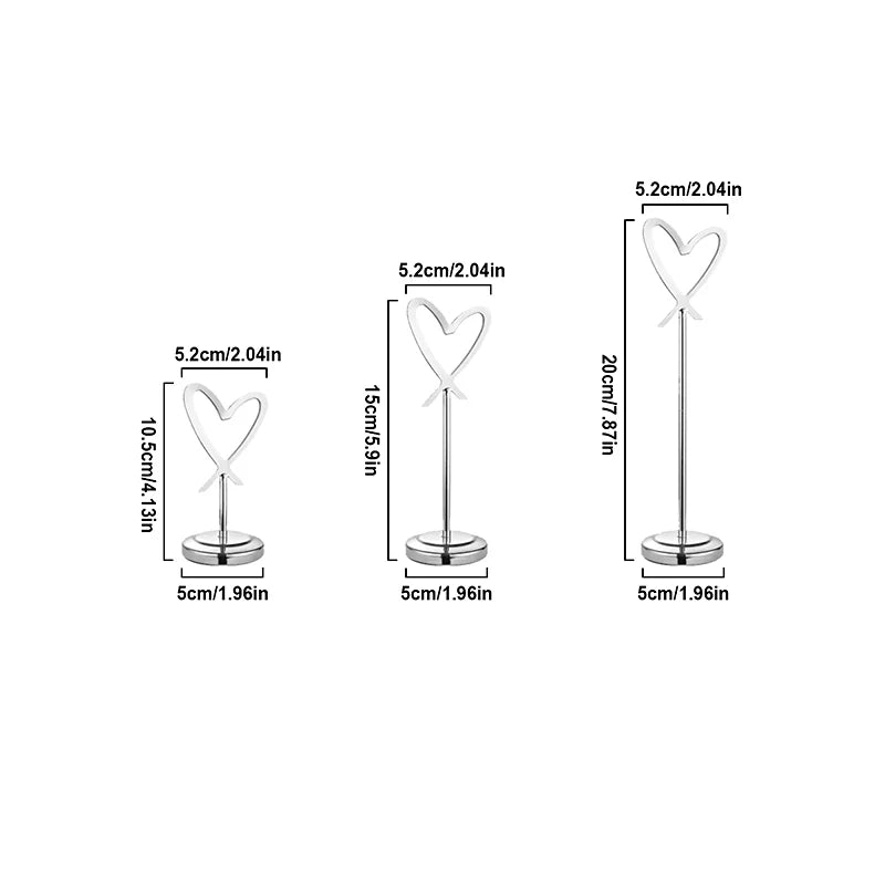 イベント・結婚式装飾|ハート型ステンレステーブル番号ホルダー
