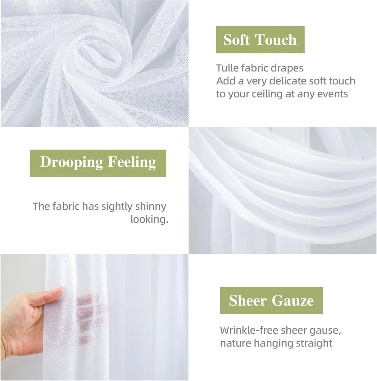 ウェディングアーチ用シフォン生地ドレープ