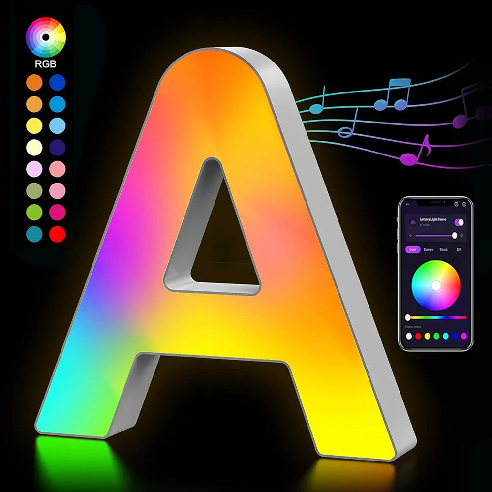 【LED装飾】LEDライト・デコレーションライト(数字/アルファベット)調光可能 レインボーカラー