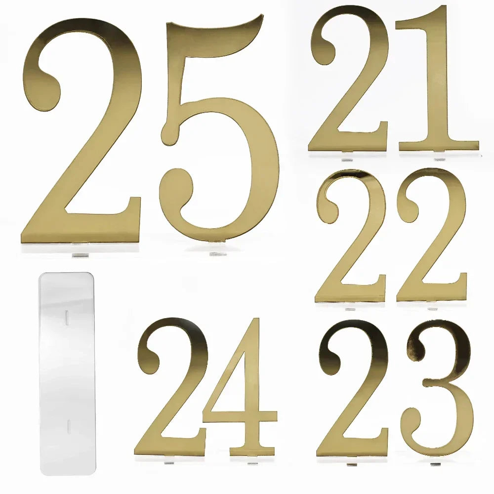 イベント・結婚式装飾|ゴールドミラーのウェディングテーブルナンバー