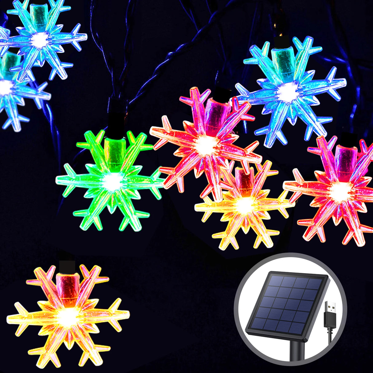 ソーラーライト|イベント・クリスマス装飾|ソーラー充電式 防水LEDイルミネーションライト (22M)
