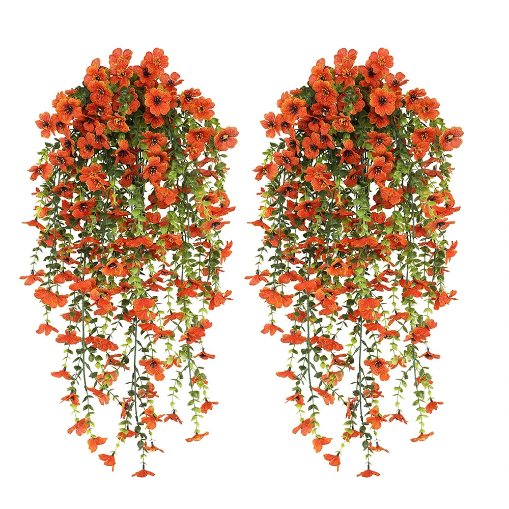 パーティー・インテリア装飾|造花ハンギングフラワー ガーランド2個セット(63cm)